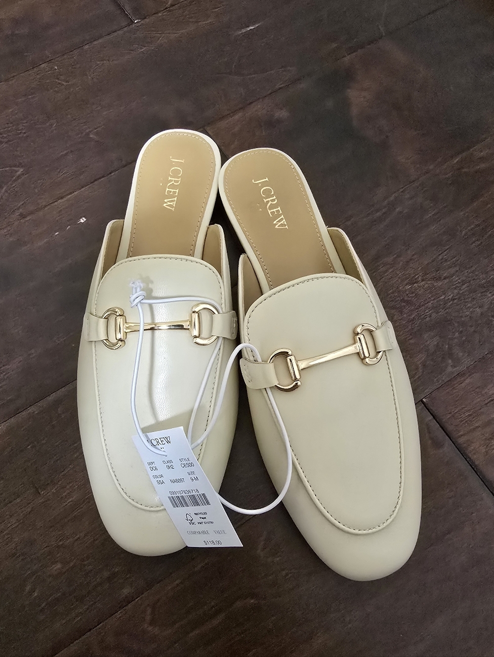 J. Crew Cream Leather Horsebit Mules